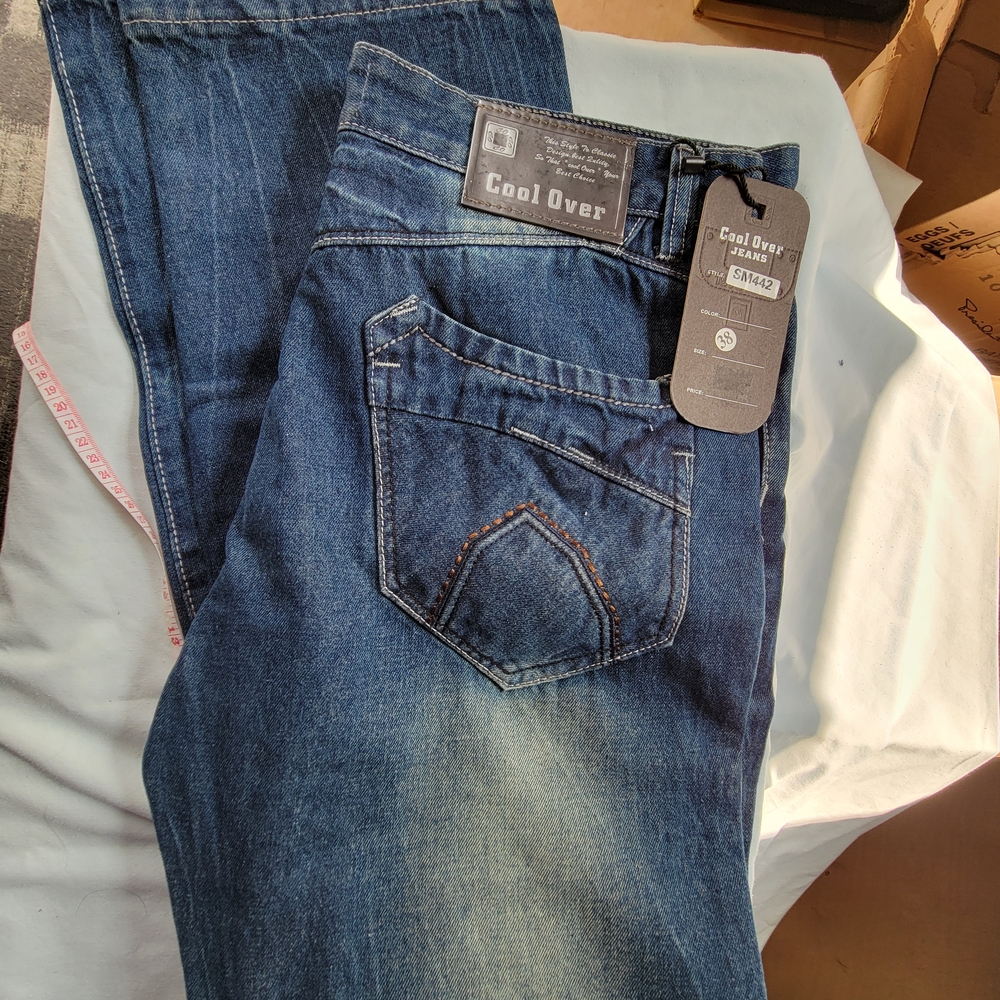 Cool Over Blue Jeans Slim Fit Size 38x33 Button Closure